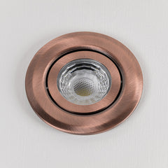 Antique Copper Tiltable 3K Warm White Fire Rated LED 6W IP44 High CRI Dimmable Downlight