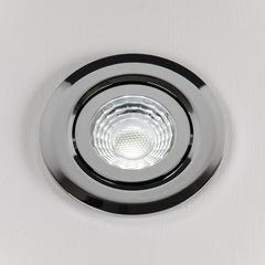 Polished Chrome Tiltable 3K Warm White Fire Rated LED 6W IP44 High CRI Dimmable Downlight