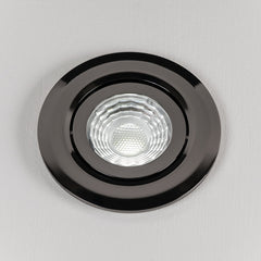 Black Nickel Tiltable 3K Warm White Fire Rated LED 6W IP44 High CRI Dimmable Downlight