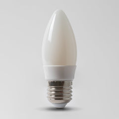 4w E27 ES 3000K Opal Dimmable LED Candle Bulb with white plastic