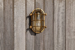 Flaxman Lacquered Brass IP66 Bulkhead Outdoor & Bathroom Wall Light