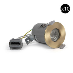 10 PACK - Brushed Brass GU10 Fire Rated IP65 Downlight - SE Home