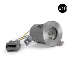 10 PACK - Brushed Chrome GU10 Fire Rated IP65 Downlight - SE Home