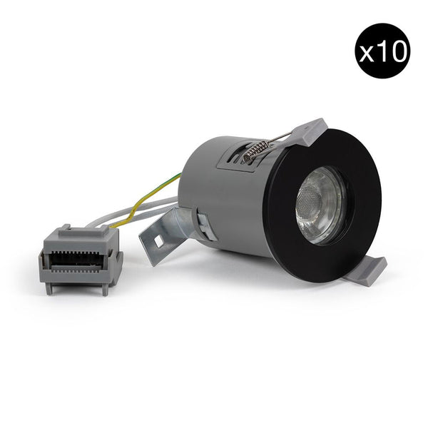 10 PACK - Matt Black GU10 Fire Rated IP65 Downlight - SE Home