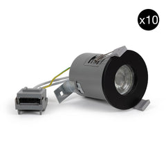 10 PACK - Matt Black GU10 Fire Rated IP65 Downlight - SE Home
