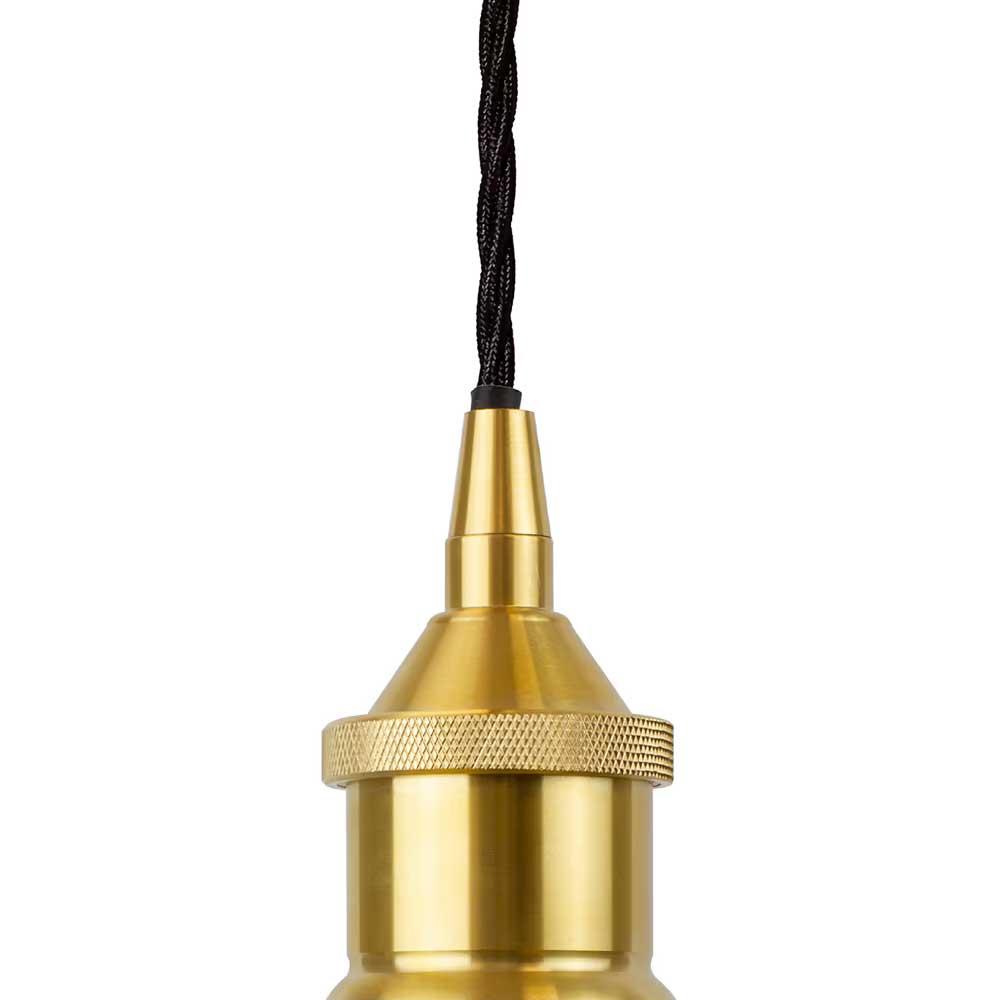 Polished Brass Decorative Bulb Holder with Black Twisted Cable - SE Home