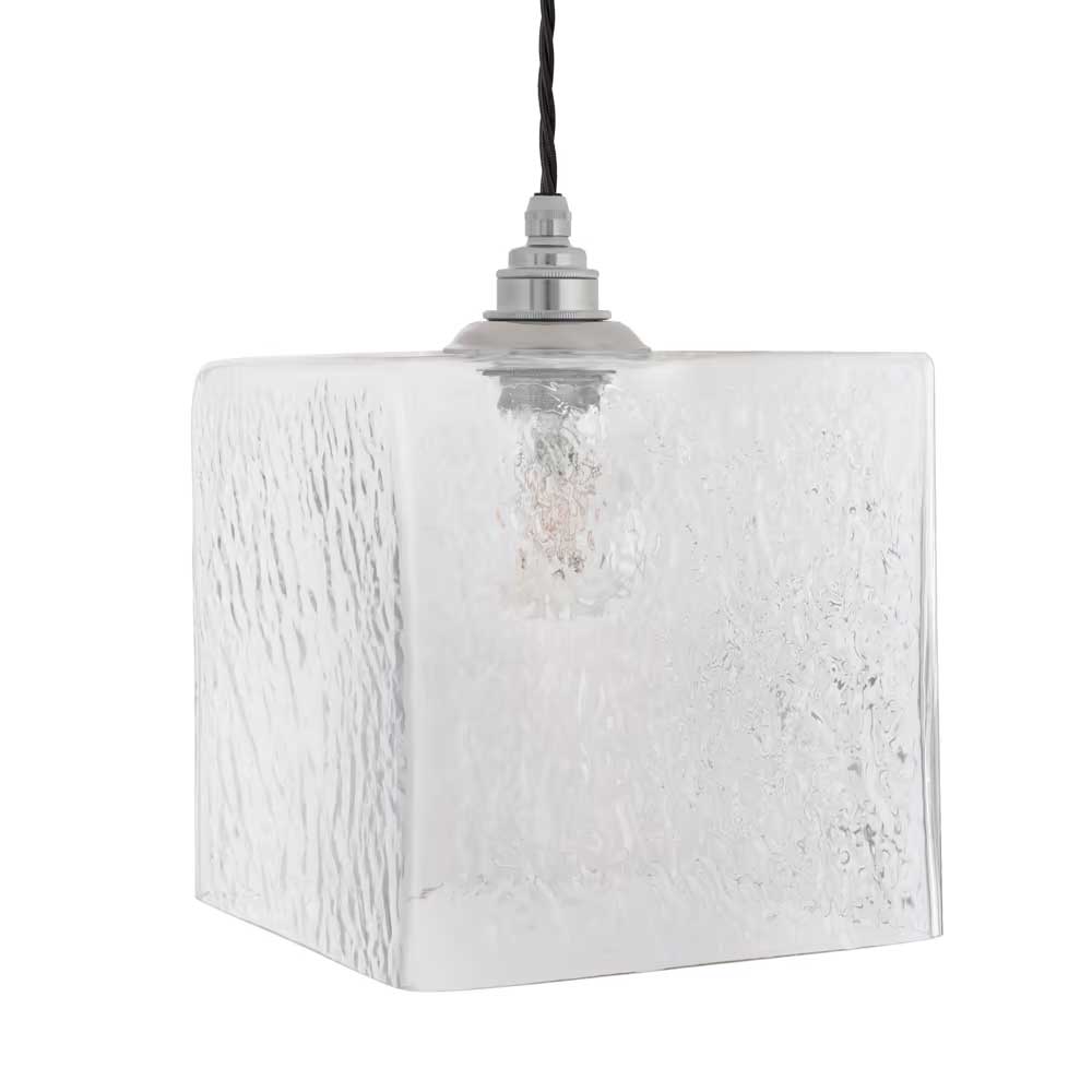 Montagu Dappled Glass Pendant Light - Nickel - SE Home