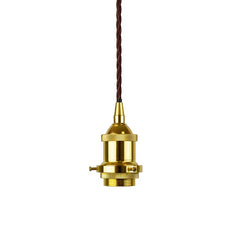 Gold Decorative Bulb Holder with Brown Twisted Cable - SE Home