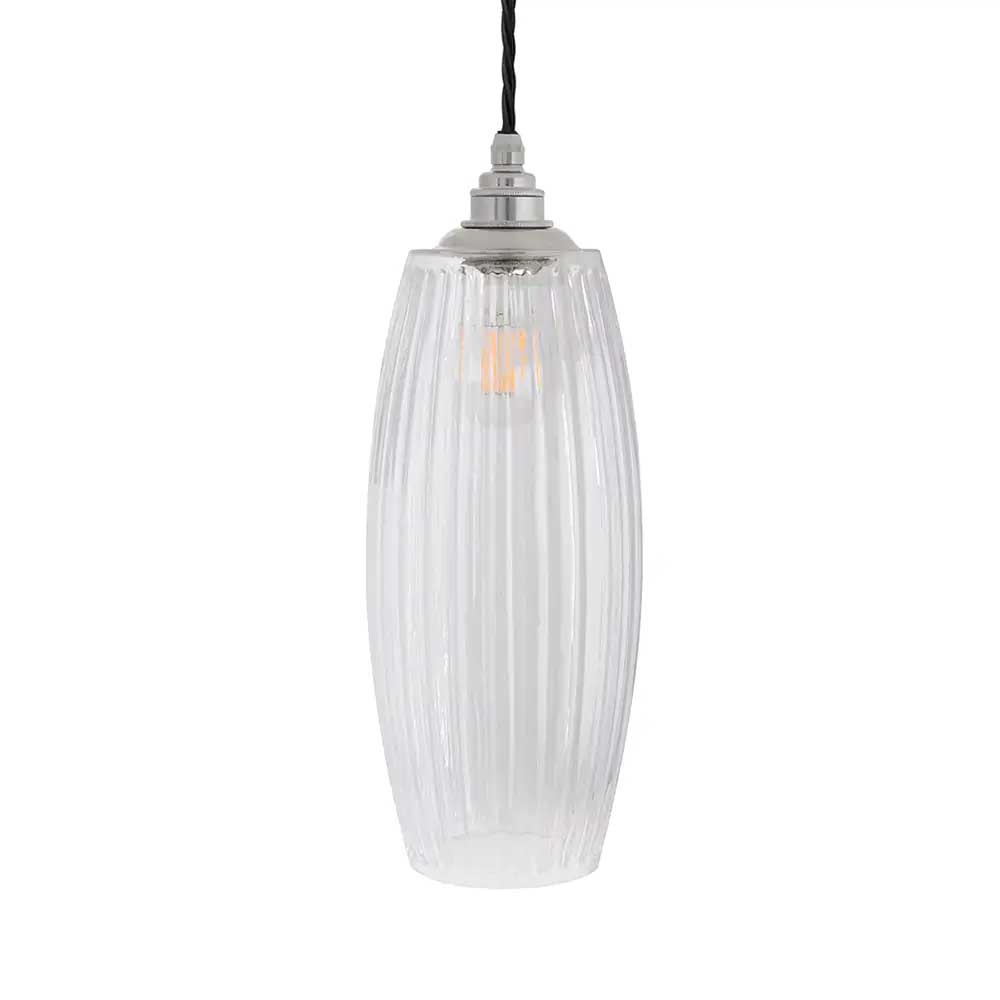 Henley Curve Fluted Glass Pendant Light - Nickel - SE Home