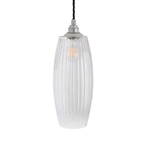 Henley Curve Fluted Glass Pendant Light - Nickel - SE Home