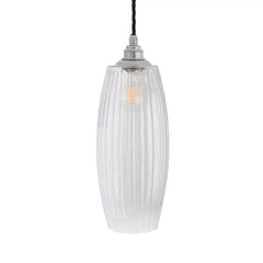 Henley Curve Fluted Glass Pendant Light - Nickel - SE Home