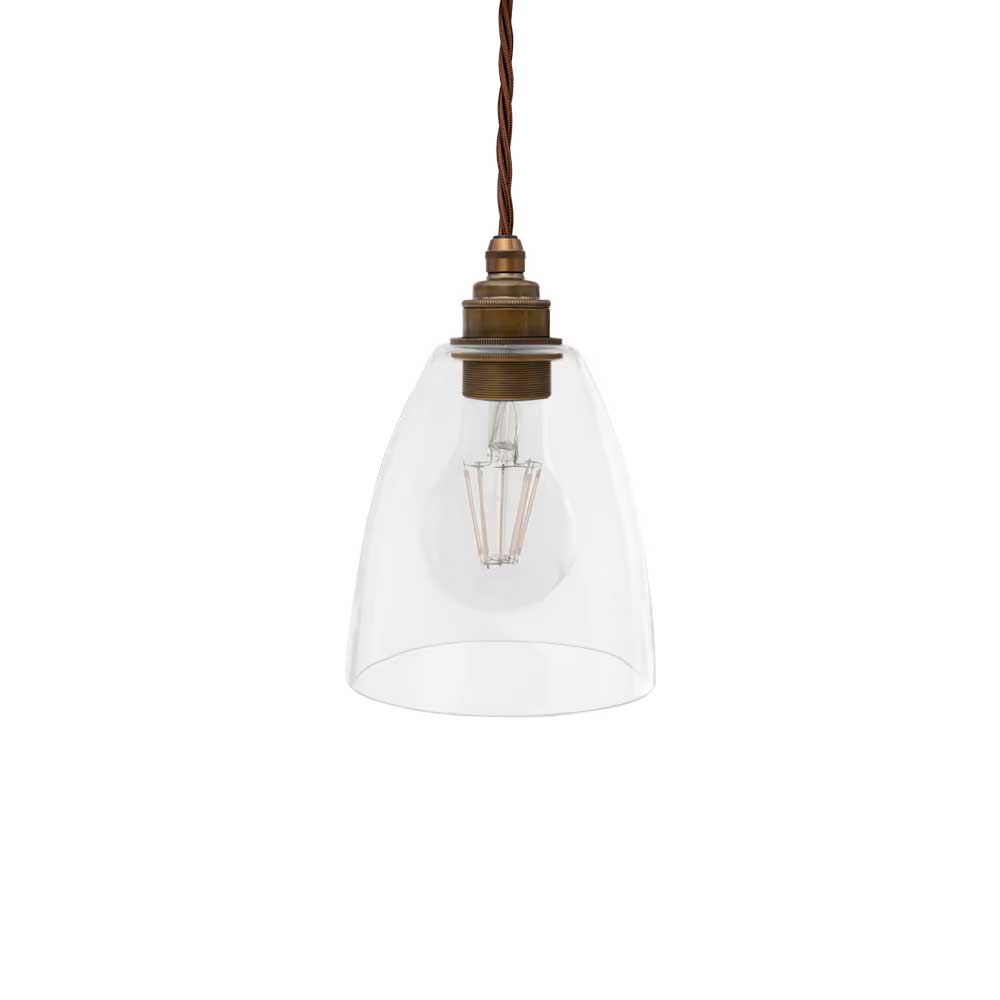 Dickens Clear Glass Pendant Light - Old English Brass