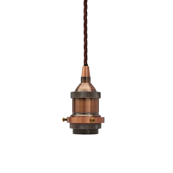 Antique Copper Decorative Bulb Holder with Brown Twisted Cable - SE Home
