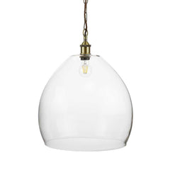 Harington Clear Dome Glass Pendant Light - Antique Brass