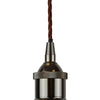 Black Nickel Decorative Bulb Holder with Brown Twisted Cable - SE Home