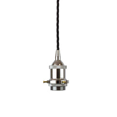 Nickel Decorative Bulb Holder with Black Twisted Cable - SE Home