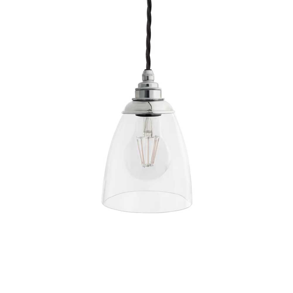 Dickens Clear Glass Pendant Light with Oxford Cap - Nickel
