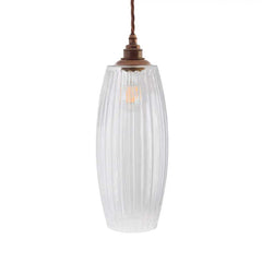 Henley Curve Fluted Glass Pendant Light - Old English Brass - SE Home