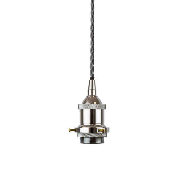 Nickel Decorative Bulb Holder with Grey Twisted Cable