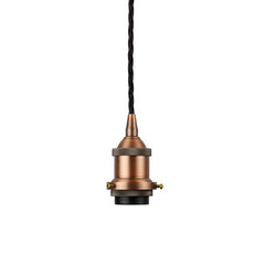 Matt Antique Copper Decorative Bulb Holder with Black Twisted Cable - SE Home