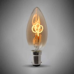 2w B15 Vintage Edison High CRI Candle LED Light Bulb 1800K T-Spiral Filament Dimmable