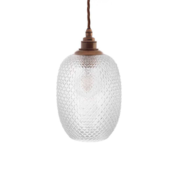 Huxley Prismatic Pineapple Glass Pendant Light - Old English Brass - SE Home