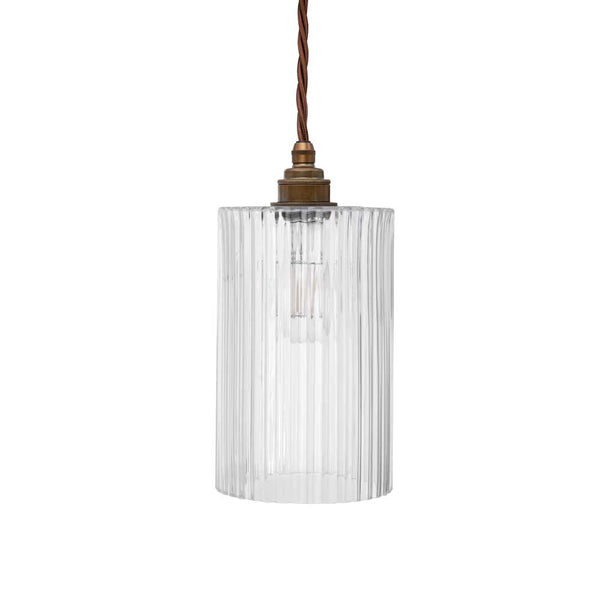 Henley Cylinde Glass Pendant Light - Old English Brass