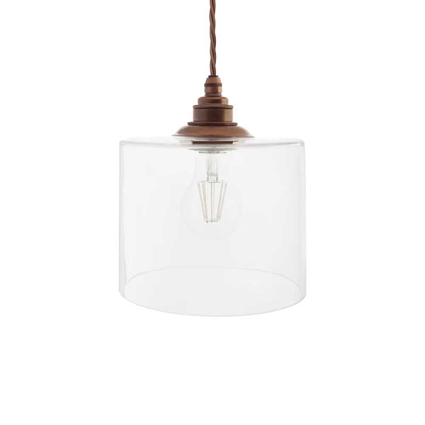 Lowell Petite Clear Glass Pendant Light - Old English Brass - SE Home