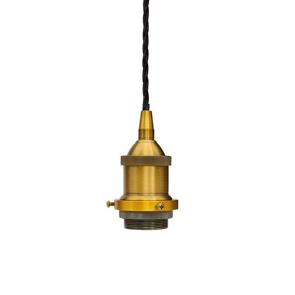 Antique Gold Decorative Bulb Holder with Black Twisted Cable - SE Home