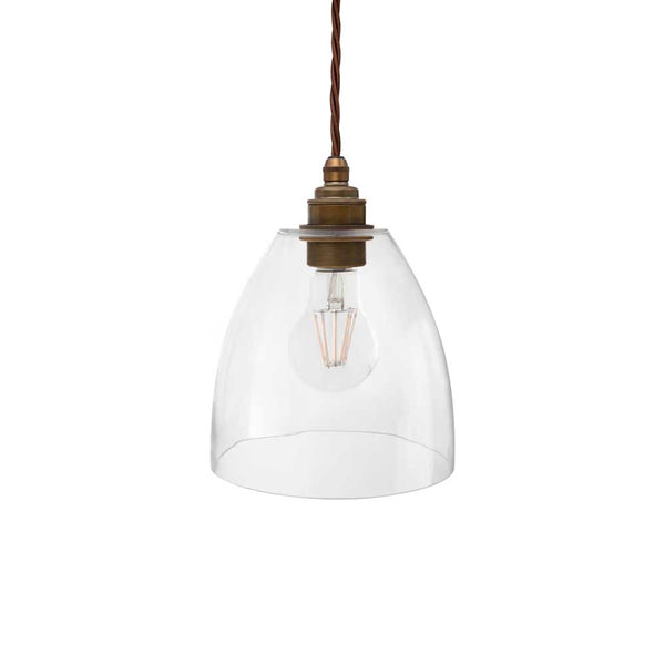 Potter Clear Glass Pendant Light - Old English Brass - SE Home