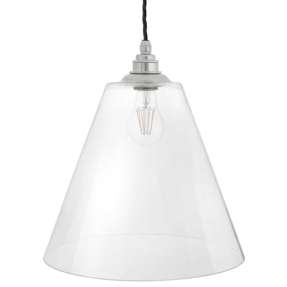 Forster Clear Cone Glass Pendant Light - Nickel