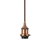 Matt Antique Copper Decorative Bulb Holder with Brown Twisted Cable - SE Home