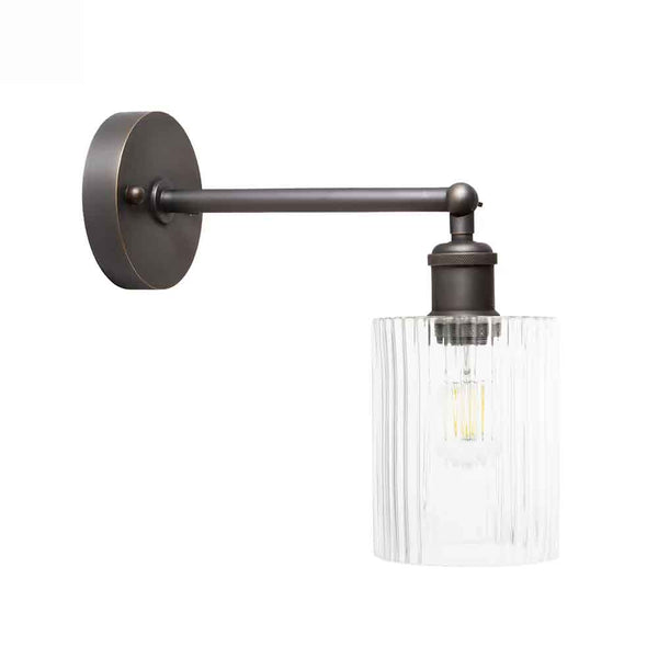 Henley Cylinde Petite Ribbed Glass Wall Light - Bronze