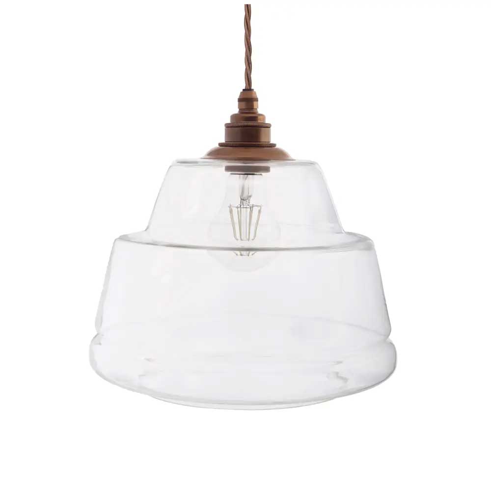 James Step Glass Pendant Light - Old English Brass - SE Home