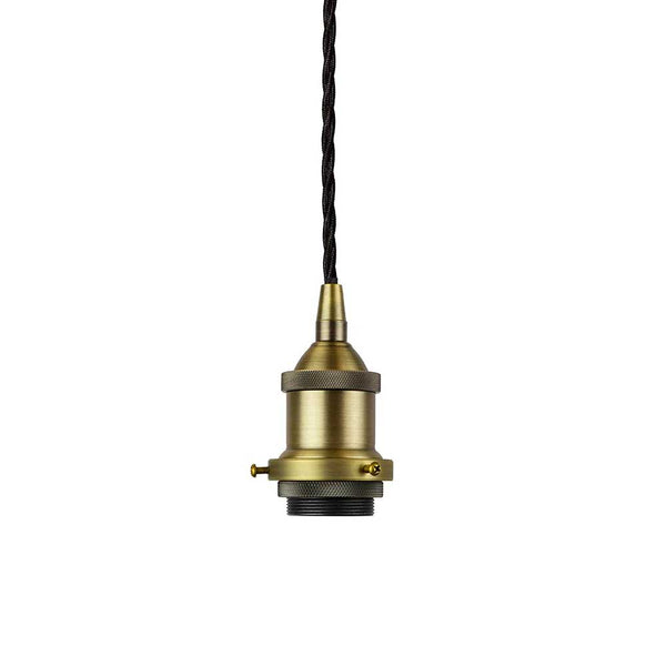 Matt Antique Brass Decorative Bulb Holder with Black Twisted Cable