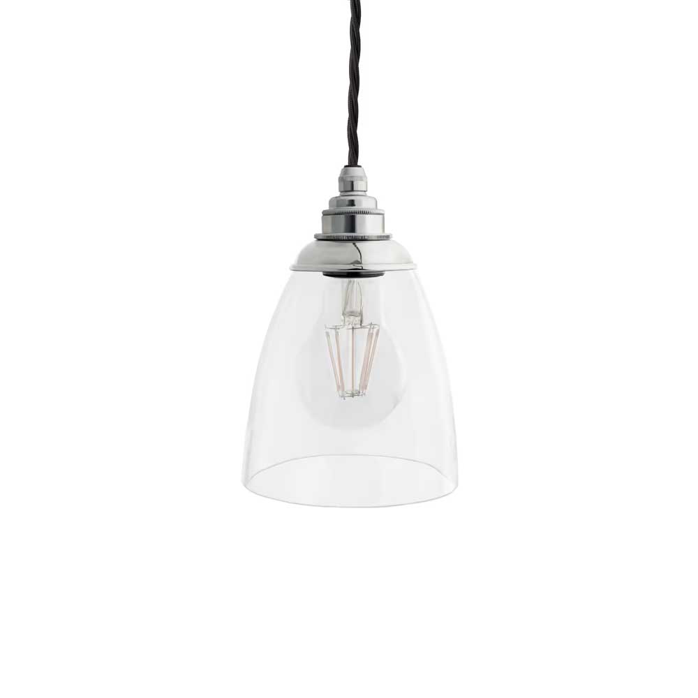 Dickens Clear Glass Pendant Light with Oxford Cap - Nickel - SE Home