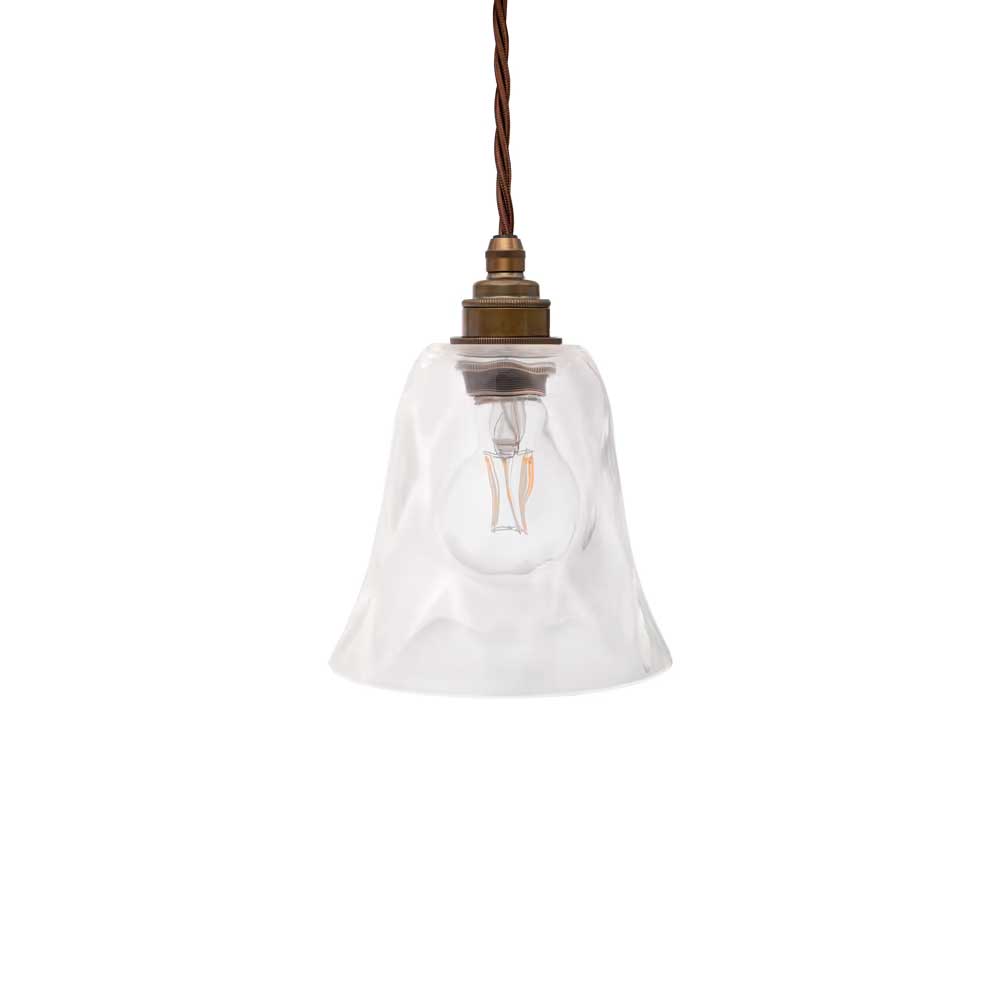 Rosetti Dapple Clear Glass Pendant Light - Old English Brass - SE Home