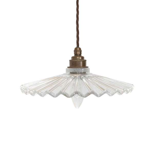 Fluted Fan Glass Pendant Light - Old English Brass - SE Home