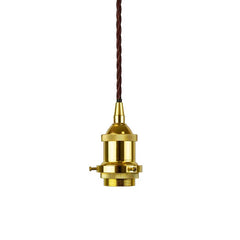 Gold Decorative Bulb Holder with Brown Twisted Cable