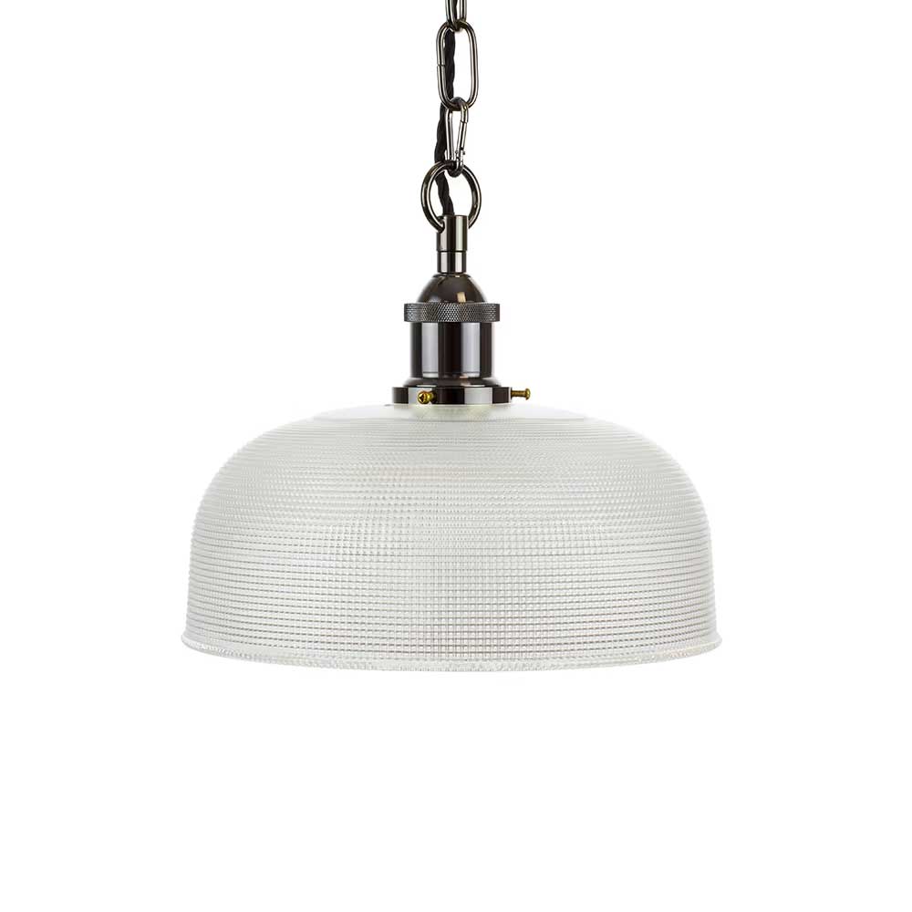Du Maurier Prismatic Stepped Dome Glass Pendant Light - Black Nickel - SE Home