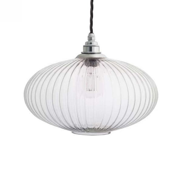 Henley Ellipse Glass Pendant Light with Small Cap - Nickel