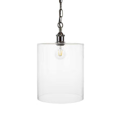 Lowell Grand Clear Large Glass Cylinder Pendant Light - Black Nickel