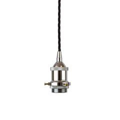 Nickel Decorative Bulb Holder with Black Twisted Cable