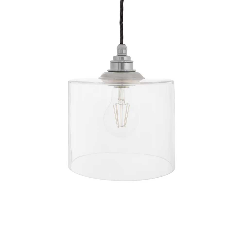 Lowell Petite Clear Glass Pendant Light - Nickel - SE Home