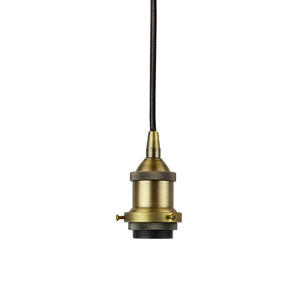 Matt Antique Brass Decorative Bulb Holder with Black Round Cable - SE Home