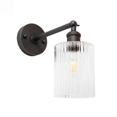 Henley Cylinde Petite Ribbed Glass Wall Light - Bronze