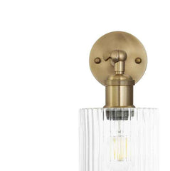 Henley Cylinde Petite Ribbed Glass Wall Light - Brass - SE Home