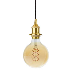 Polished Brass Decorative Bulb Holder with Black Twisted Cable
