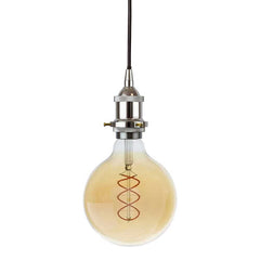 Nickel Decorative Bulb Holder with Black Round Cable - SE Home