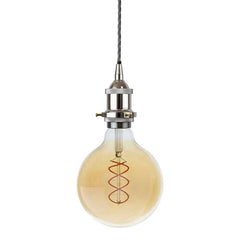 Nickel Decorative Bulb Holder with Grey Twisted Cable - SE Home